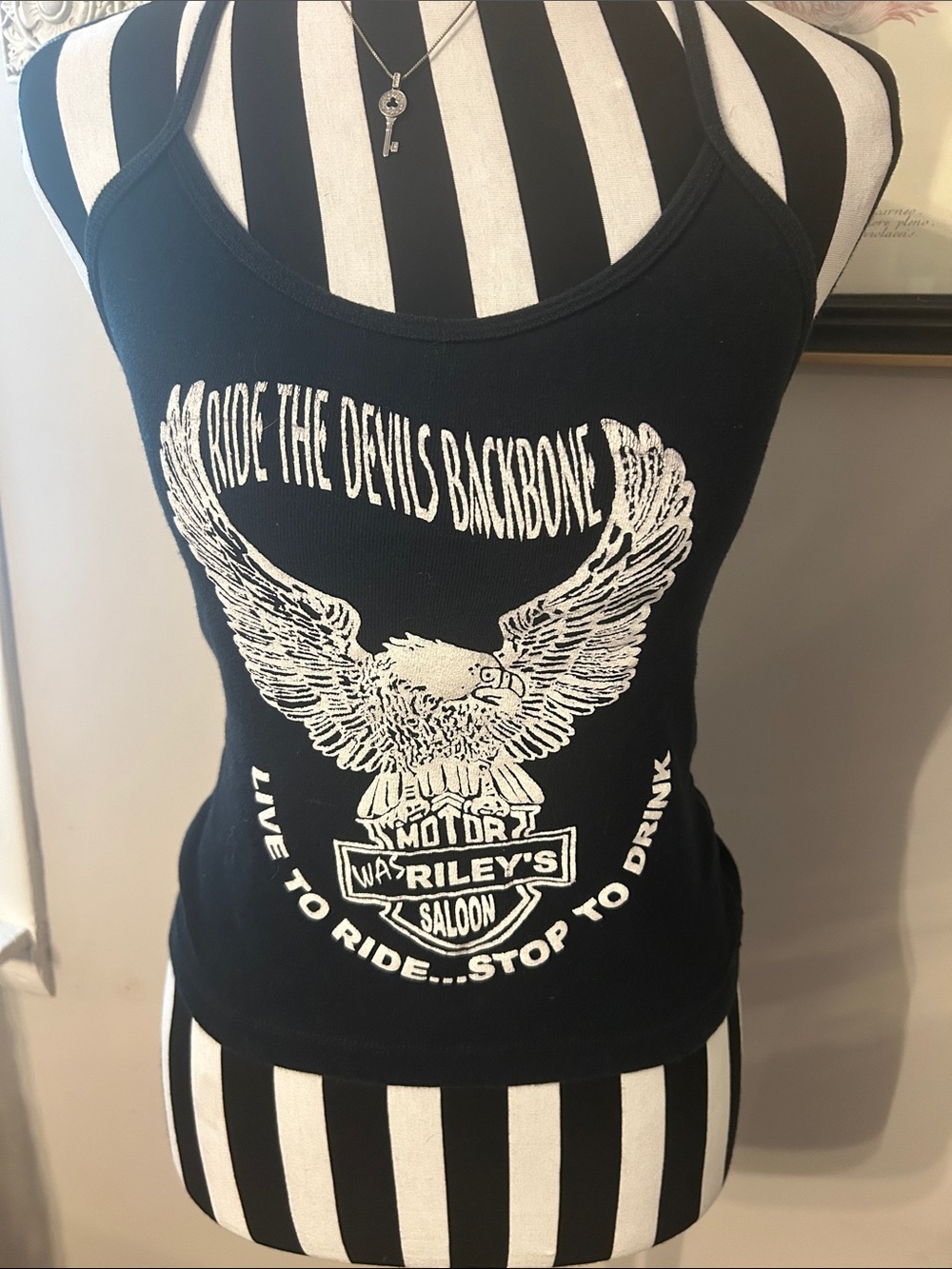 Vintage 70’s Black Graphic Racerback Tank Top with Eagle Print